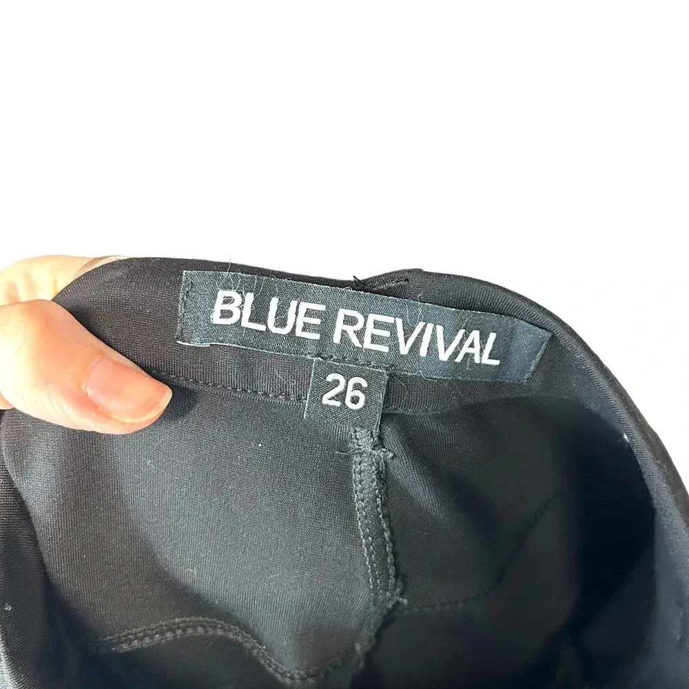 Blue Revival Hell on Wheels Unreal Leather & Ponte Skinny‎ Pants Black Size 26 - Image 12