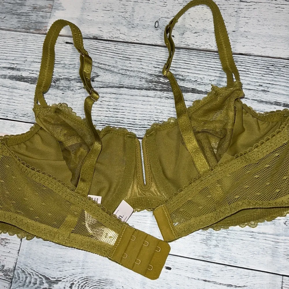 36C Auden Unlined Balconette Underwire Bra Olive Green Size undefined - Image 7