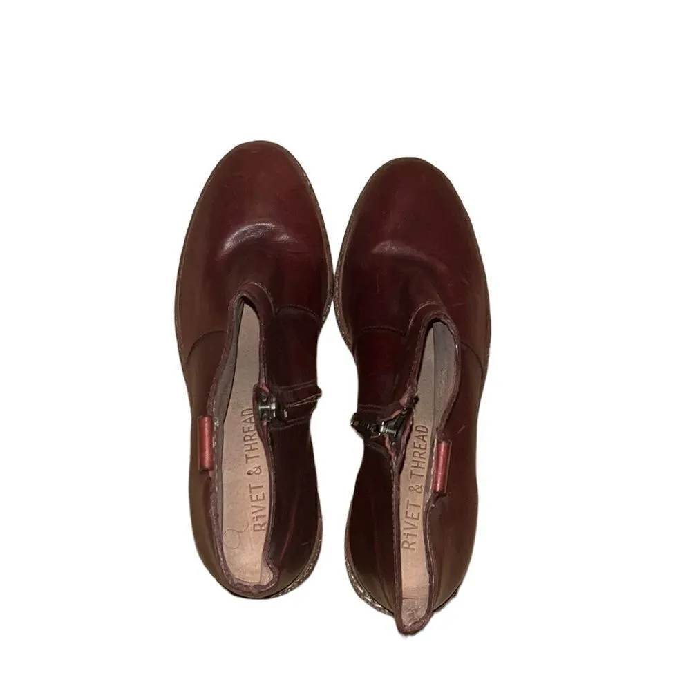 Red Rivet Burgundy Leather Booties Size 9 1/2 M - Image 2