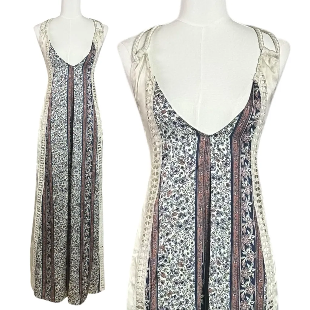 Free People Bohemian Nights Maxi Slip Dress Size Medium NWT Silky 70s Lace - Image 7