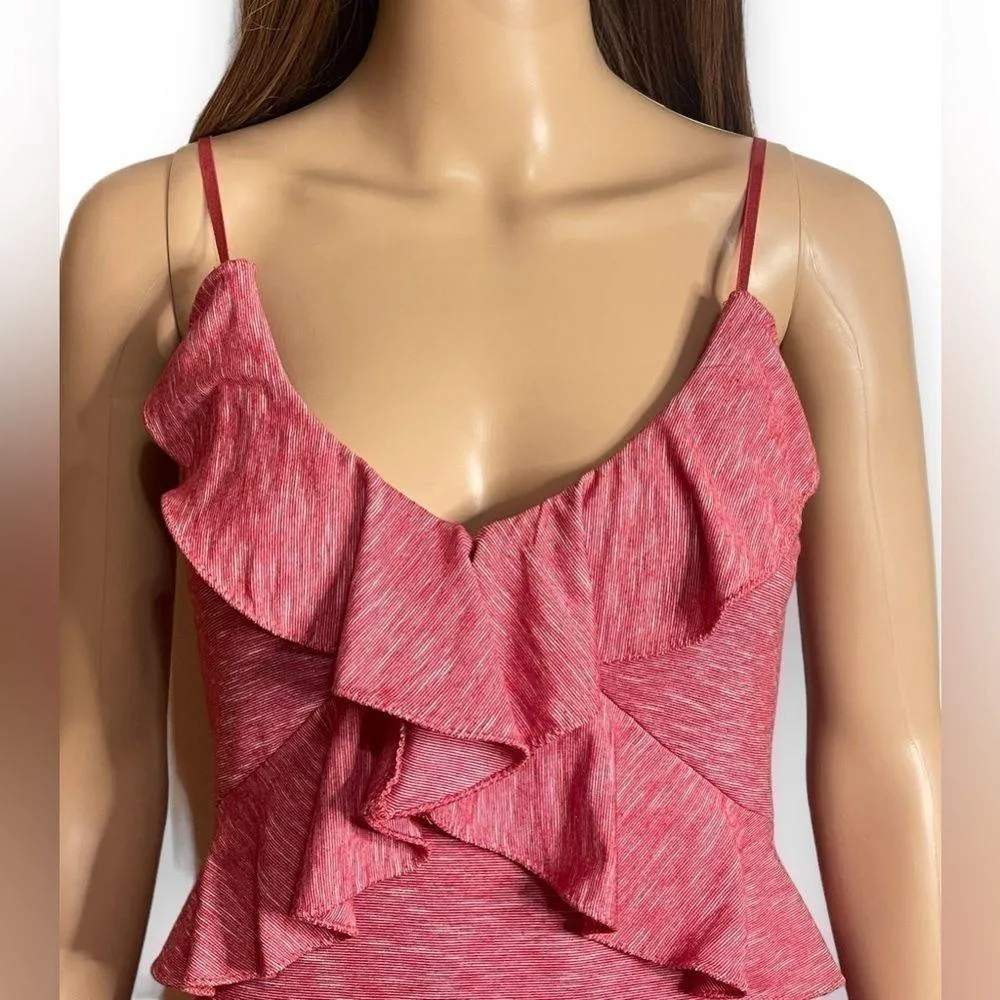 Max Studio Maxi Sleeveless Dress Red Marble Ruffle Bodice Women’s Size Small - Image 4