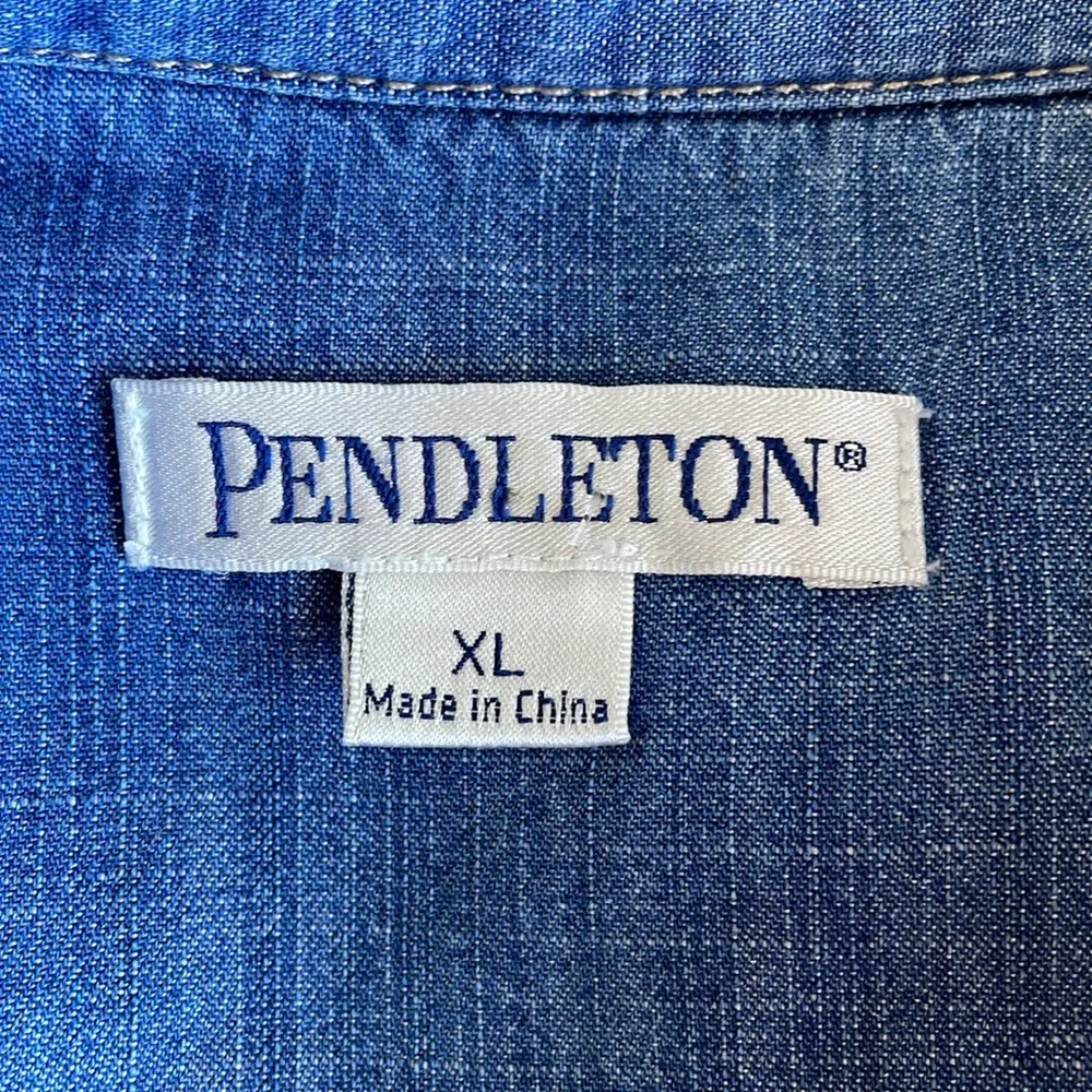 Pendleton  Blue Denim Button Down Shirt - Image 5
