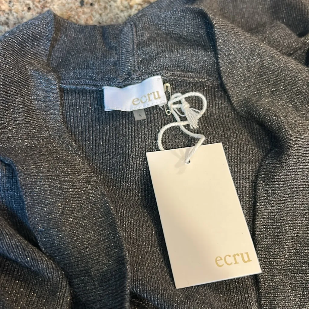 ECRU Gray Asymmetrical Neck Long Sleeve Sweater Size Small - Image 6