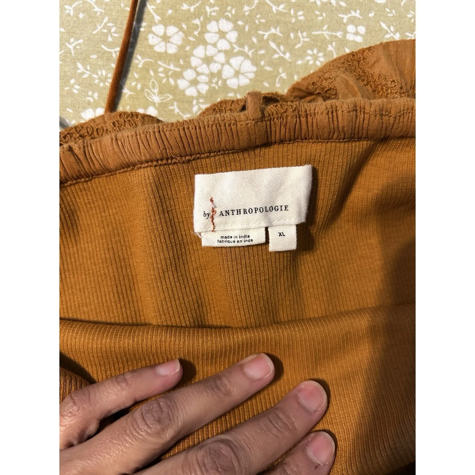 Anthropologie Honey Ruffled Halter Tank Top XL Cotton Spandex Yellow - Image 4