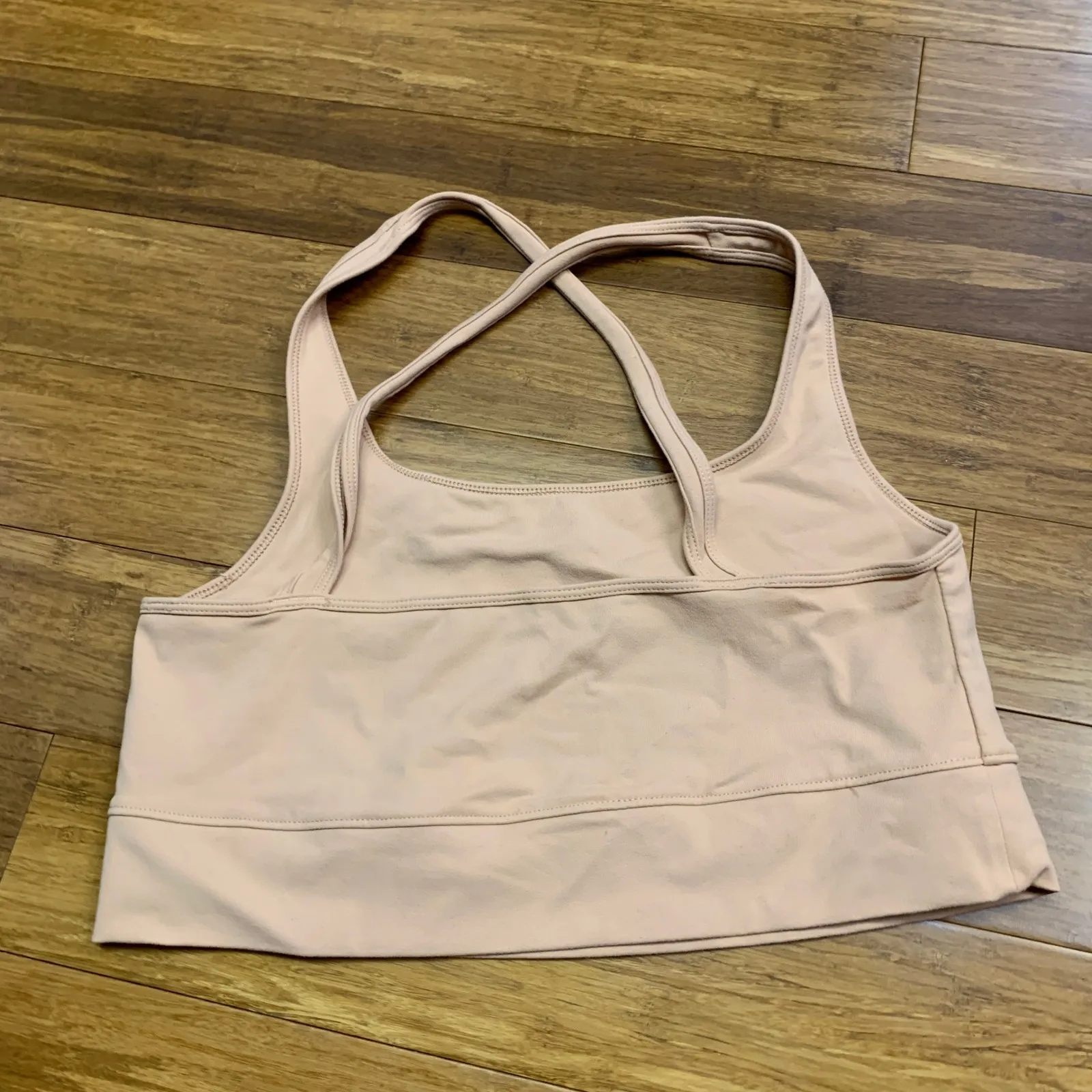 J Crew Beige Scoop Neck Sports Bra Crop Tank Top Racerback Athletic Size Large - Image 2