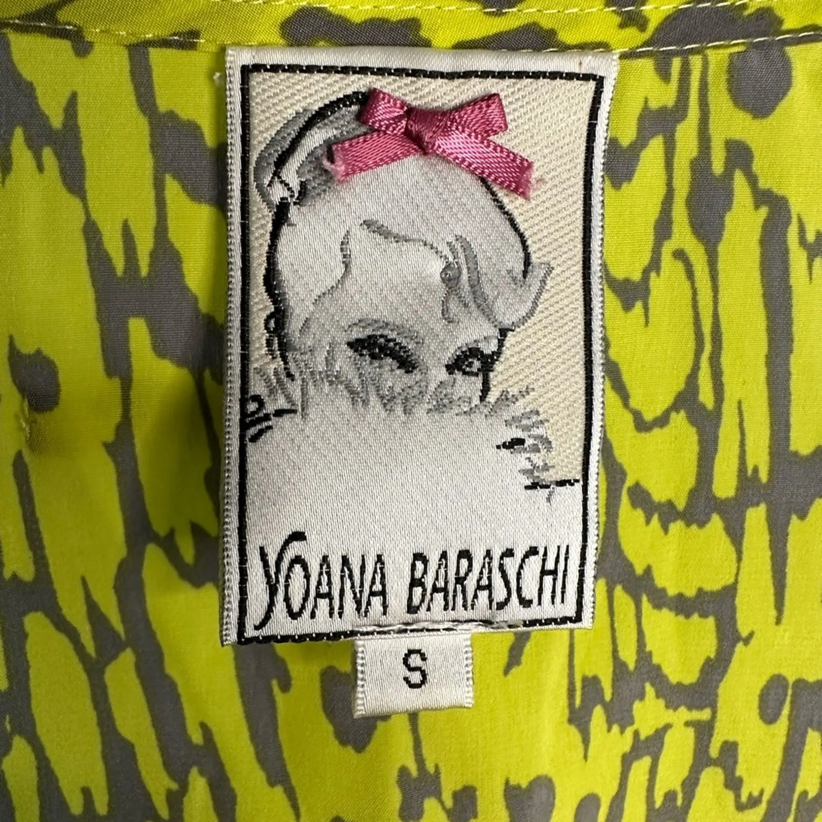 Yoana Baraschi Lime Green Wrap Silky Blouse Top Watercolor Artsy Anthropologie - Image 4