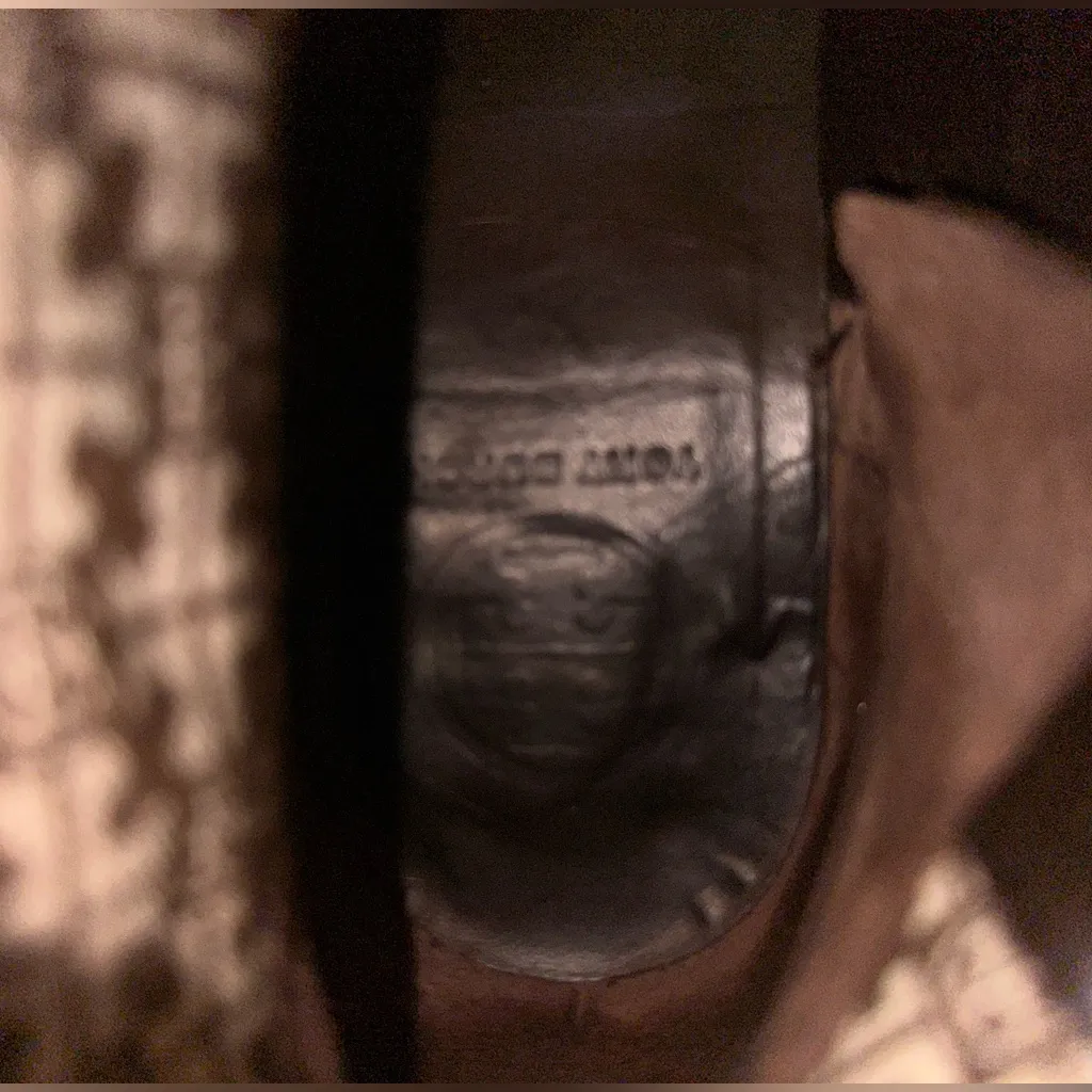 Tory Burch Eloise Brown Leather Gold Logo Riding Knee High Boot Shoes - Image 9