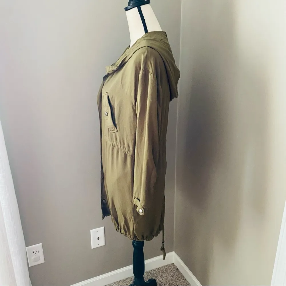 Love Tree Long Zip Up Jacket Green Sz Small - Image 11