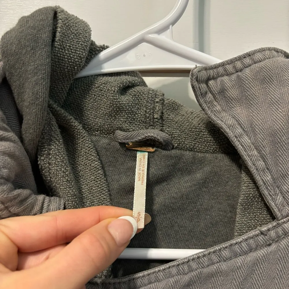 Free People Grey Hooded Motto Jacket - Image 9