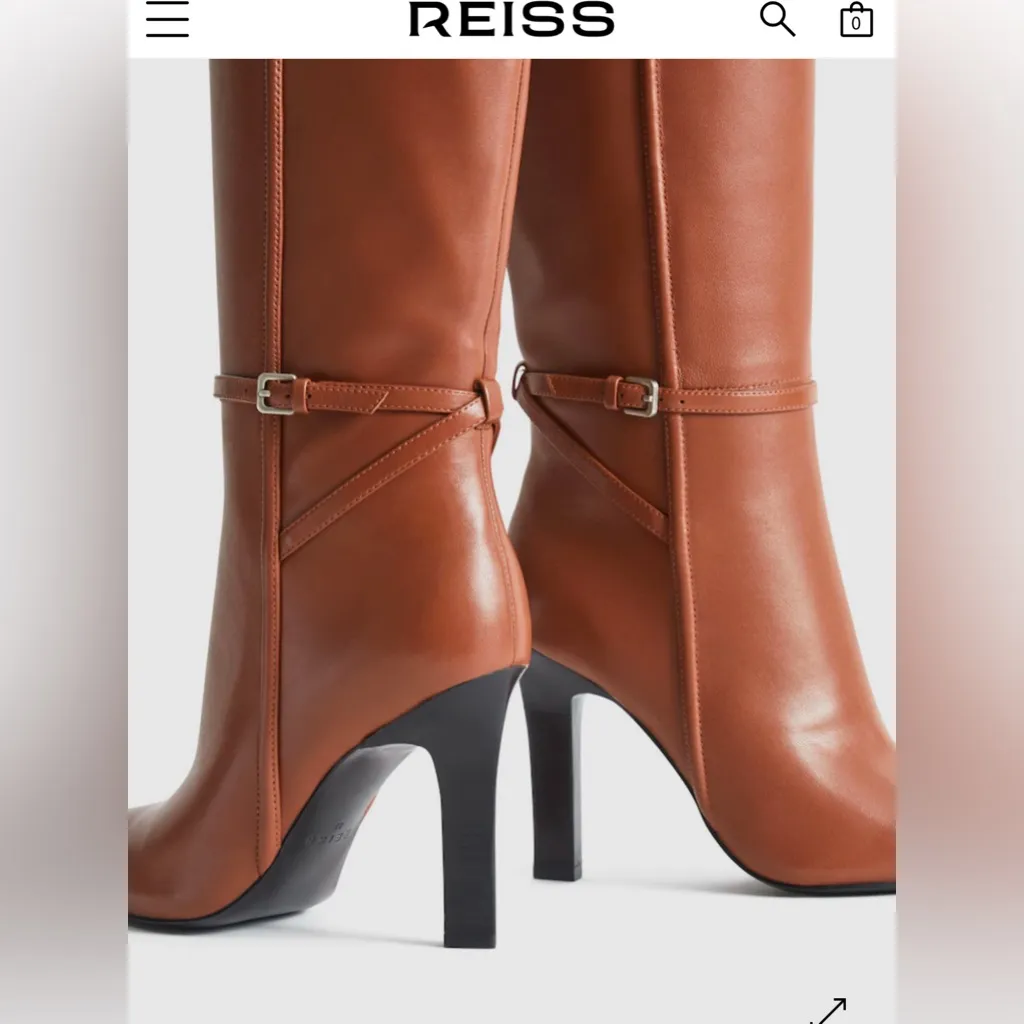 New!‎ Reiss Caitlin Leather Knee High Boots in Tan Sz 40 US 9.5 $540 - Image 5