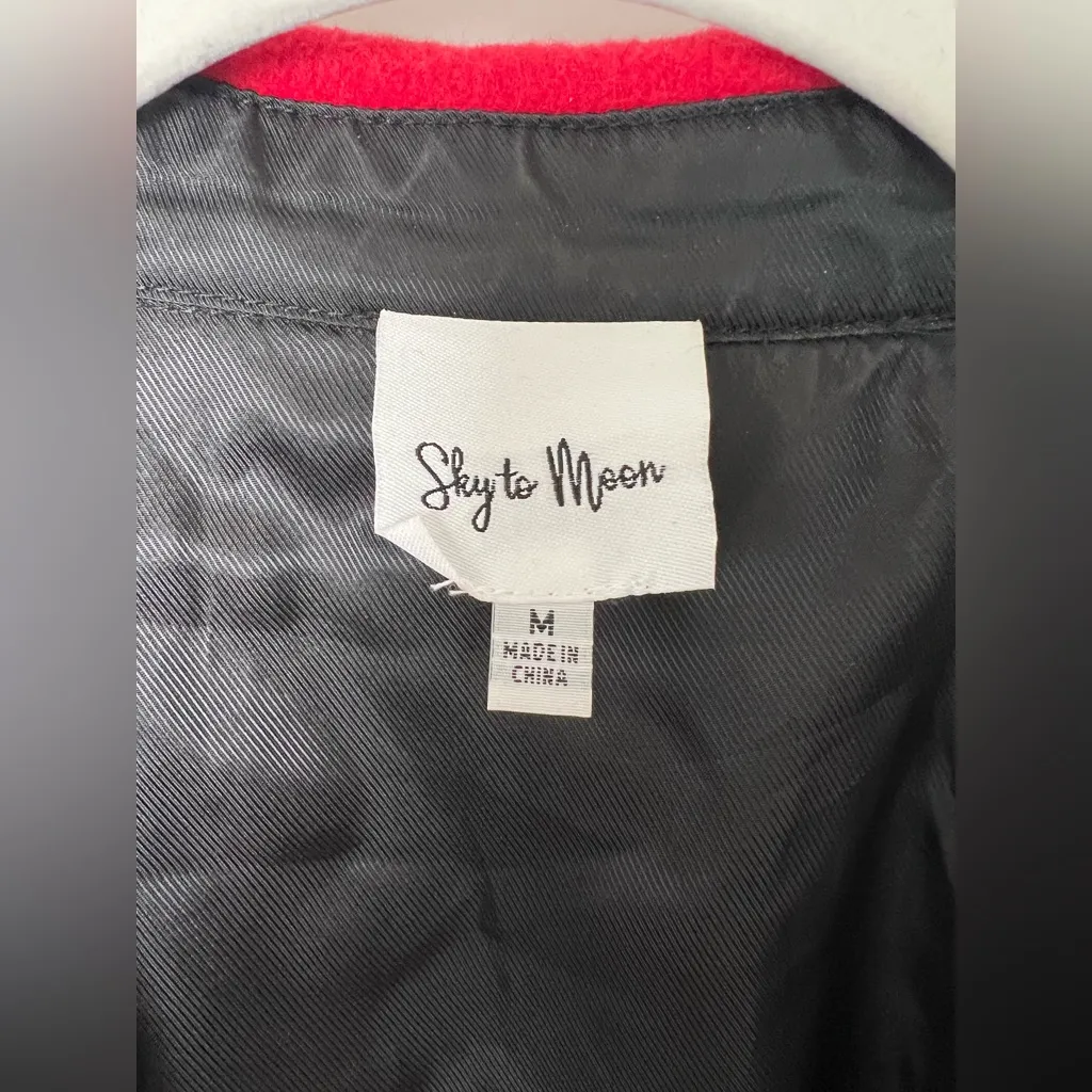New Sky to Moon Red and Black Plaid Jacket Size M - Image 3
