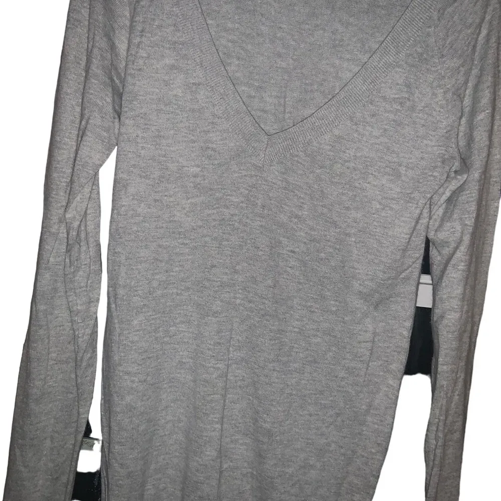 Abercrombie & Fitch grey sweater classic preppy designer knit boho spring v neck - Image 2