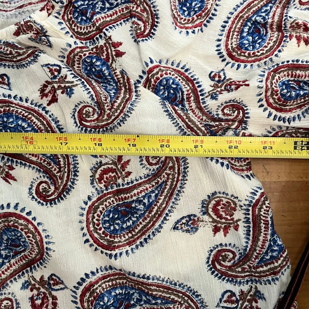 Chaps Women's White Paisley Scoop Neck  Lightweight Peasant Blouse XL Petite - Image 8