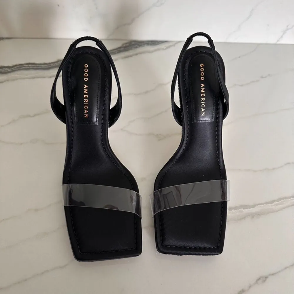 Crystal Crush Lucite Satin Rhinestones Stilletto Heels SZ 9 - Image 3