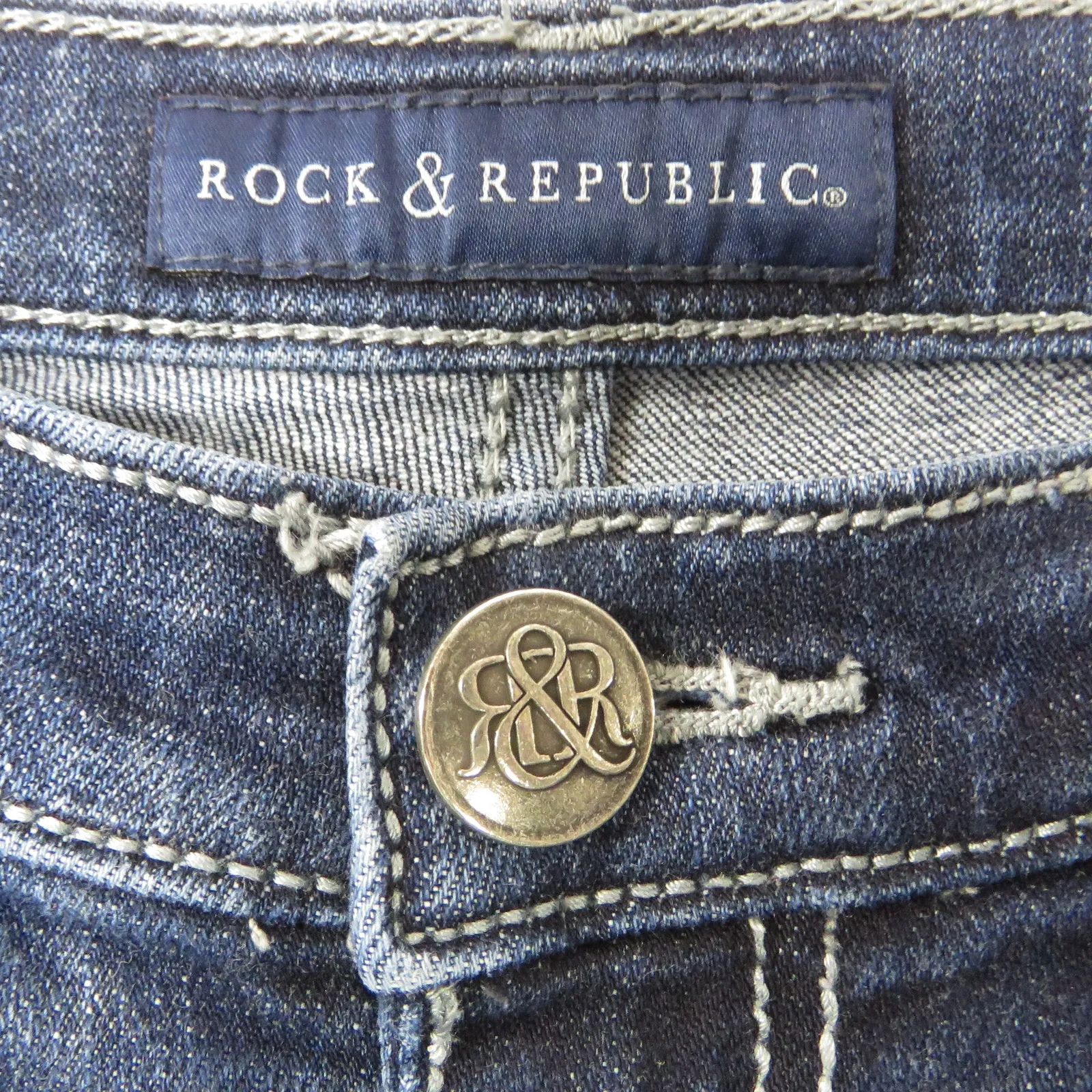 2000s Vintage Y2k Rock & Republic Square Rhinestone Bling Flared Jeans Size 4 - Image 8
