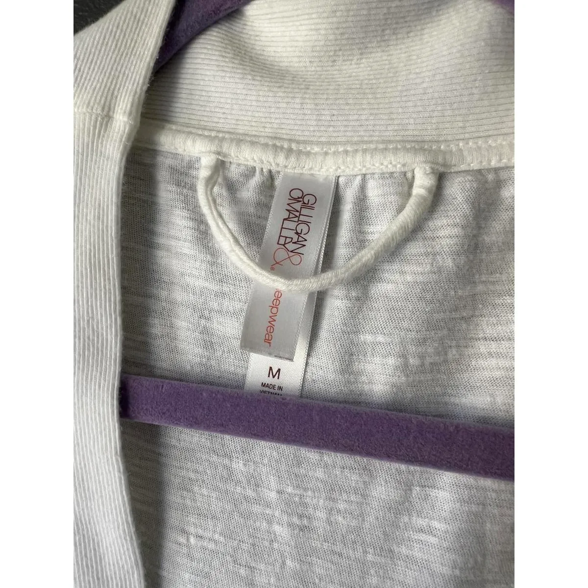 Gillian O'Malley White Lightweight Robe with Tie Belt, Size M Size M - Image 3