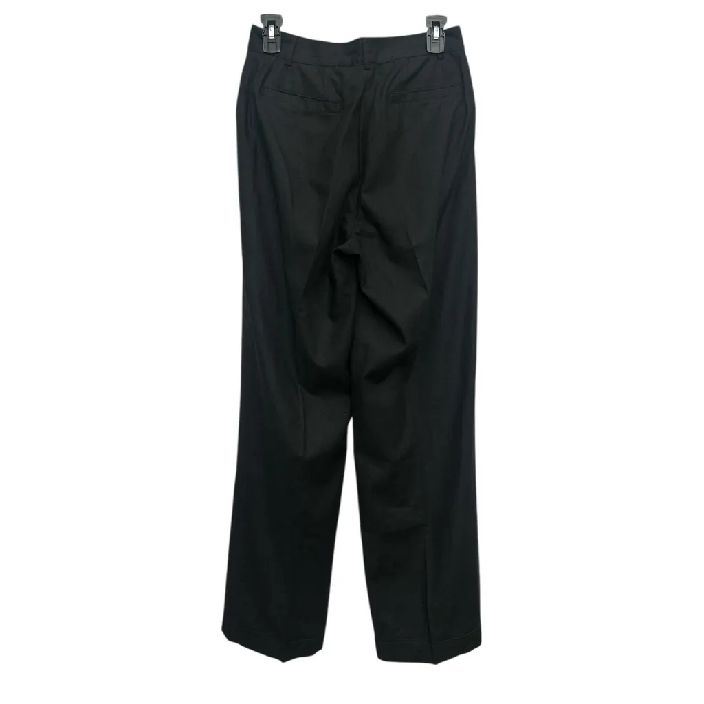 Newport News Vintage Linen Blend Trouser Pants Size 8 Black Pleated Cuffed - Image 2