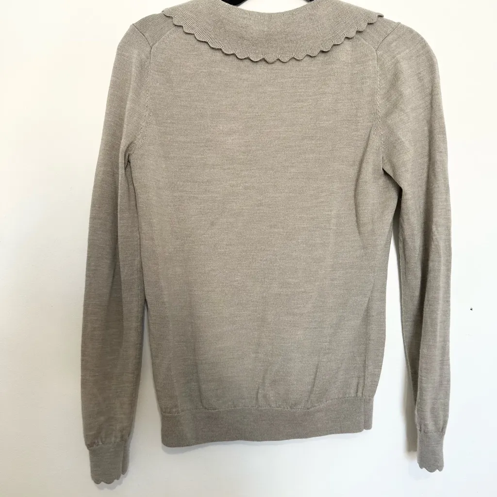 Biden Wool Scallop Collar Jumper sweater pullover tan neutral size 6 - Image 4