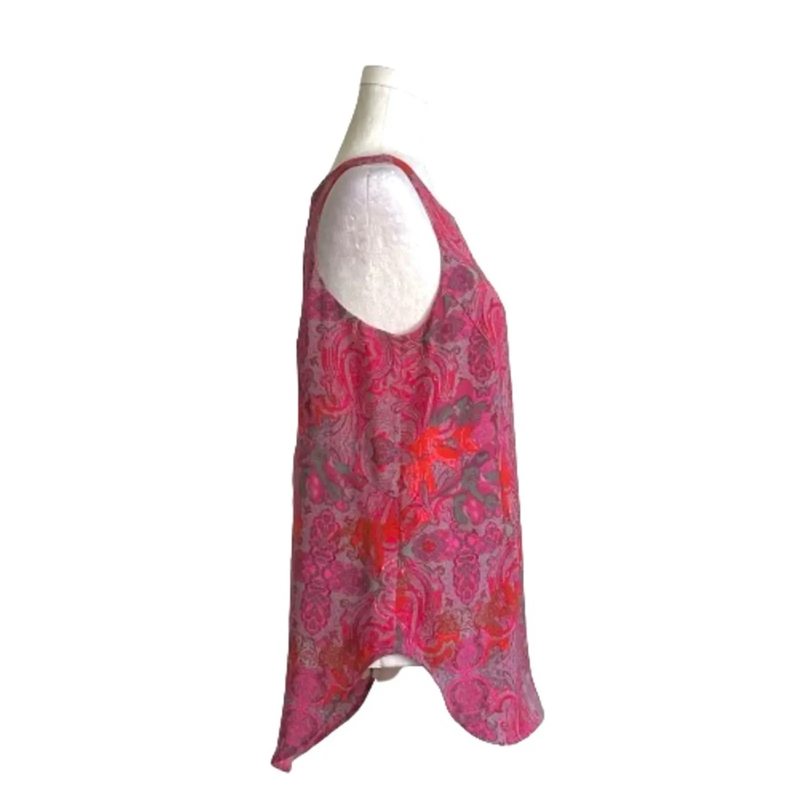 CAbi Blouse Top Jubilee Pink Orange Gray Paisley Scoop Neck Sleeveless Small - Image 5