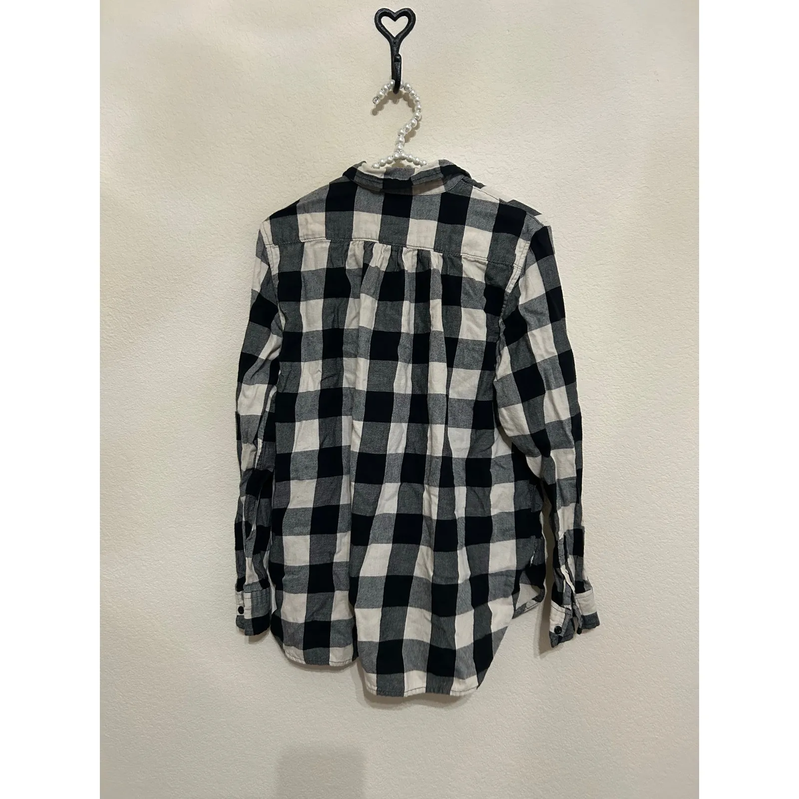 Ralph Lauren Denim & Supply Women's Size Medium Flannel White Black Plaid Shirt - Image 7