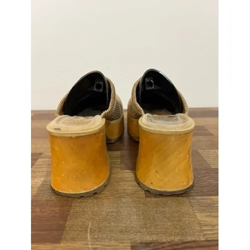 Skechers Corduroy Clogs 6 Vintage Tan Platform Y2K 90s Wood Heel Lug Bratz Mule - Image 5