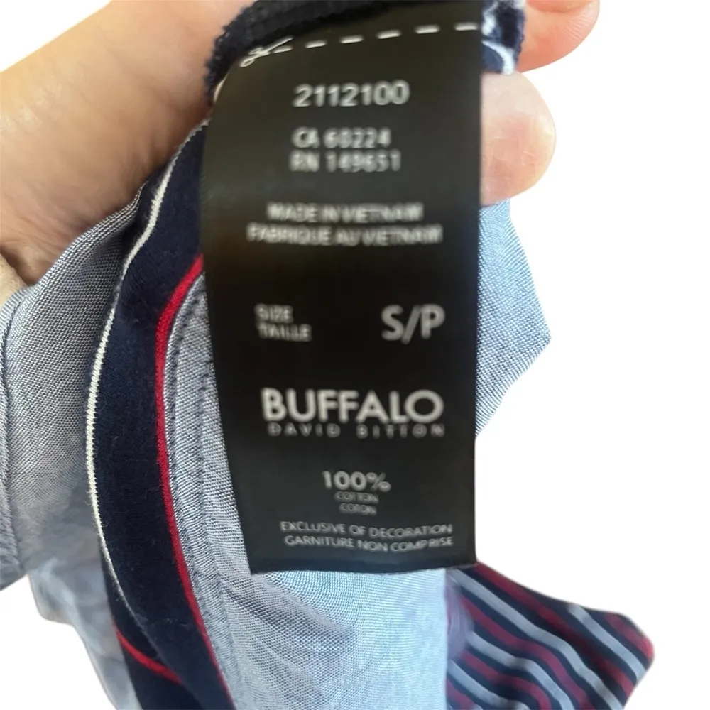 Buffalo David Britton Striped Long Sleeve Top | Blue Red Layered | 100% Cotton - Image 4