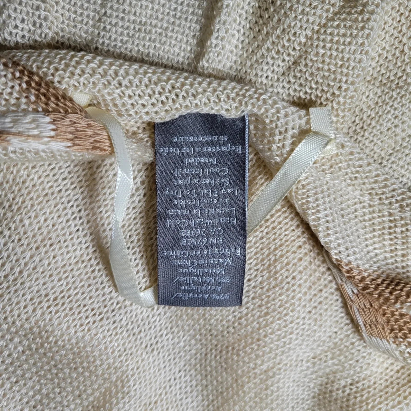 Vince Camuto Knit Cardigan Kimono Cover Up Beige Metallic One‎ Size - Image 7