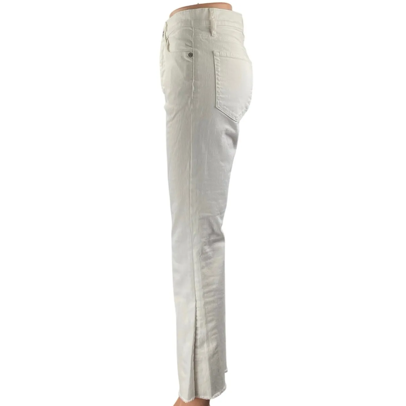Ann Taylor LOFT Womens White High Rise Flare Bootcut Cropped Denim Jeans Size 26 - Image 2