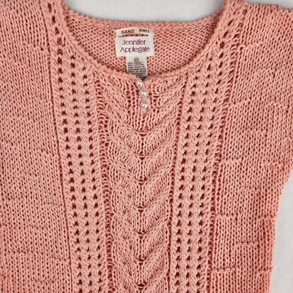Jennifer Applegate Hand Knited Womens Sweater Size S Pink - Image 4