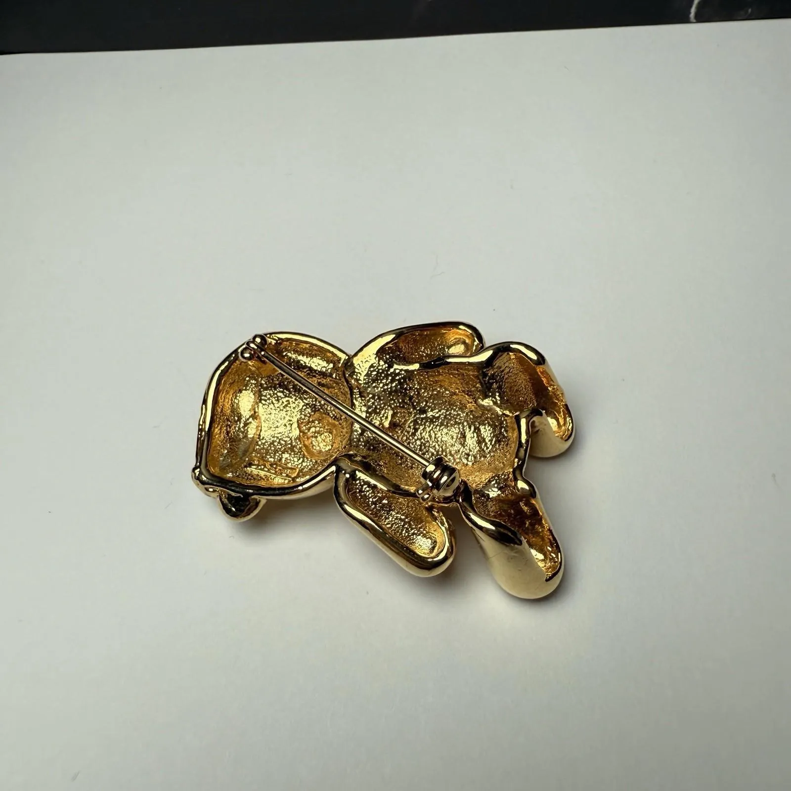 AJC Christmas Teddy Bear In Santa Clause Hat Enamel Brooch Pin Gold Tone Signed - Image 12