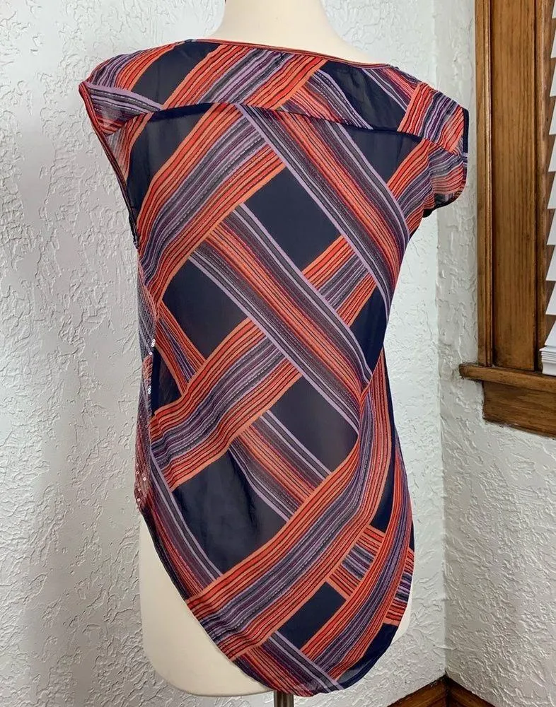 American Rag Sequin Chiffon Hi Low Top - Image 6