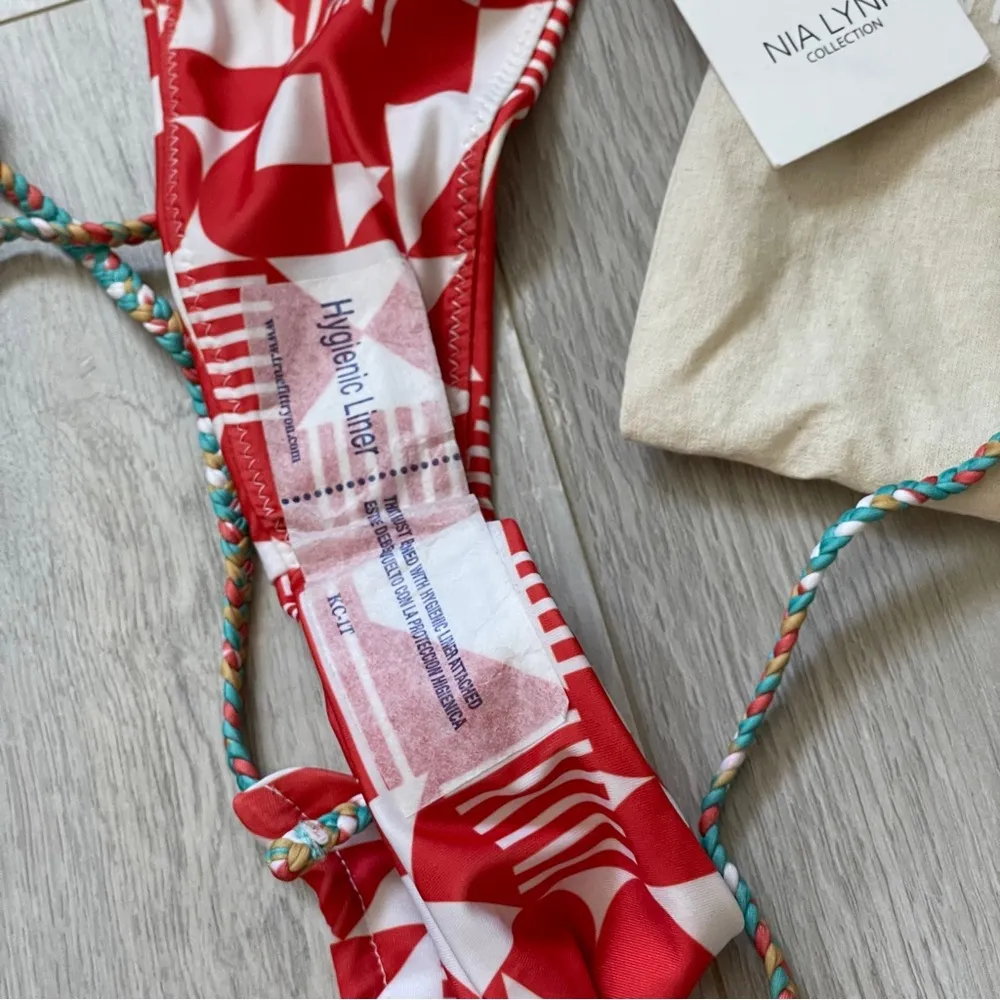 Nia Lynn Bikini Swimsuit NWT paradise geometric womens Red White Size M - Image 5