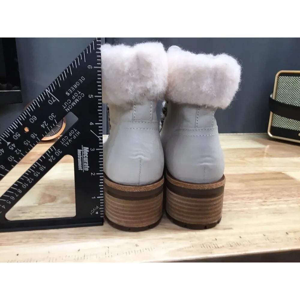 Kork Ease Winslet Bootie Cream Leather Shearling Trim Size 6.5 New - Image 3