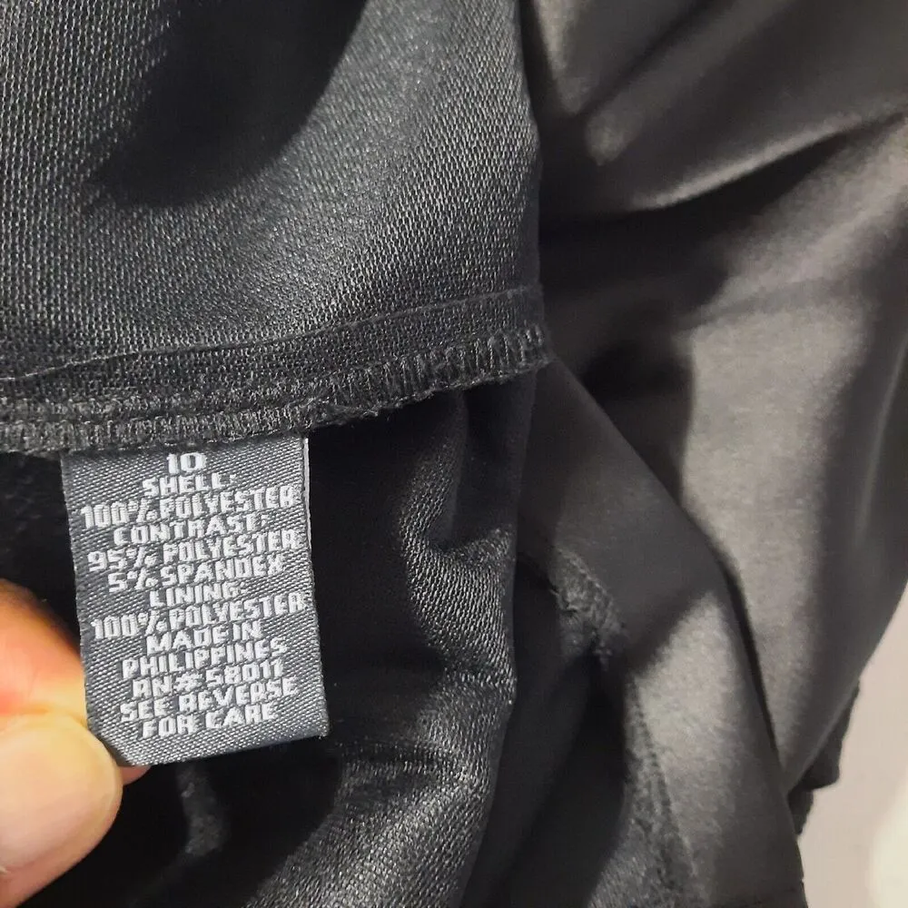 Dressbarn Dress Womens Size 10 Black Satin Retro Vintage Sleeveless Office Party - Image 4