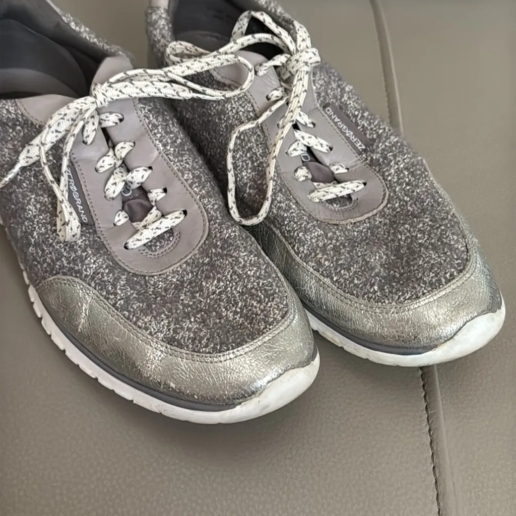 Cole‎ Haan Zerogrand Silver Metallic Gray Lace Up Sneakers Shoes Size 9 - Image 3
