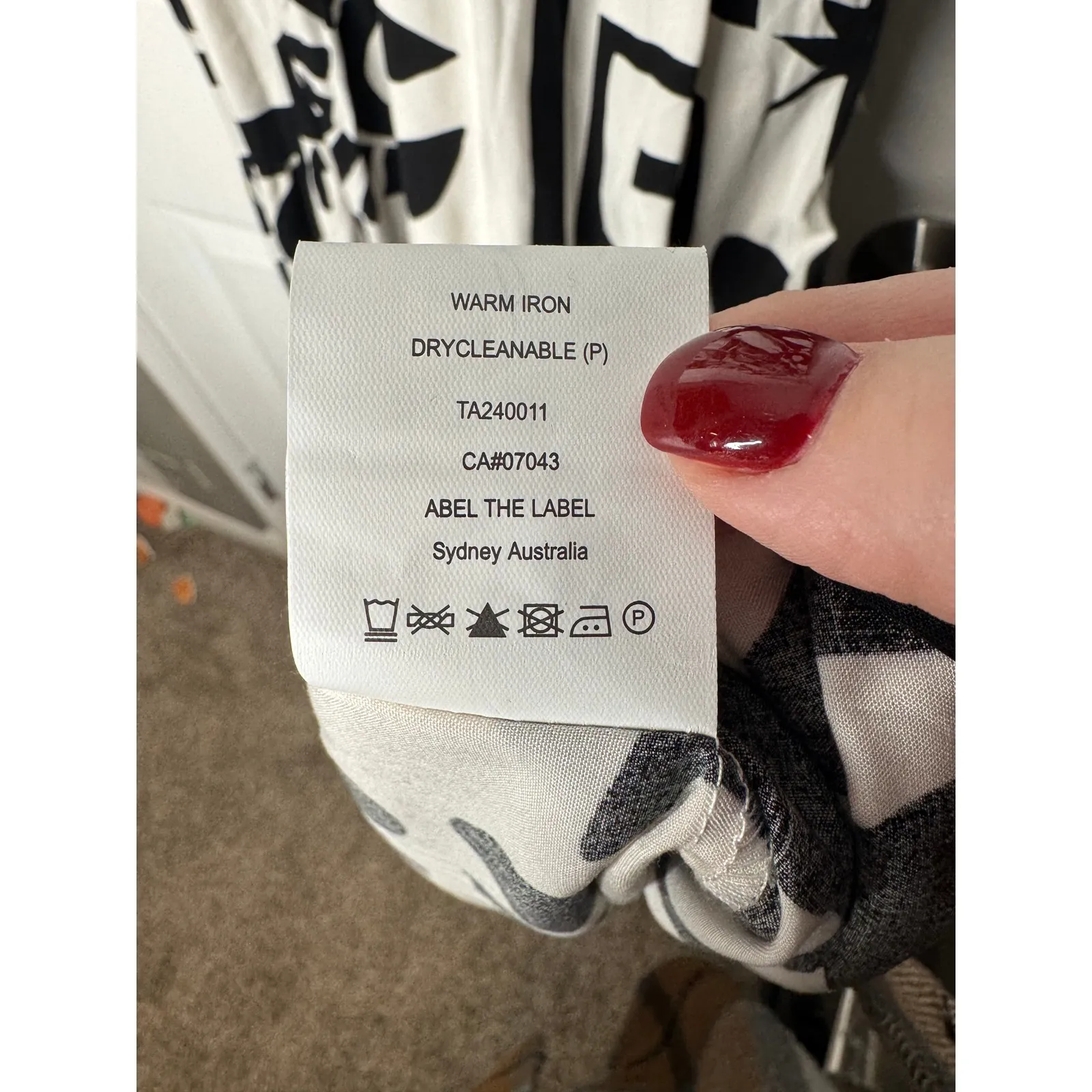 ANTHROPOLOGIE ABEL THE LABEL Diego Smocked Summer Dress Black White Abstract  XS - Image 6