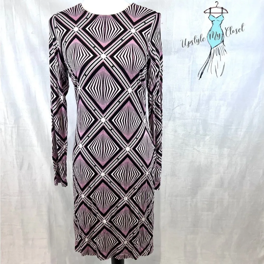 Palais Diamond long sleeve pink white & black dress size medium NWOT - Image 2