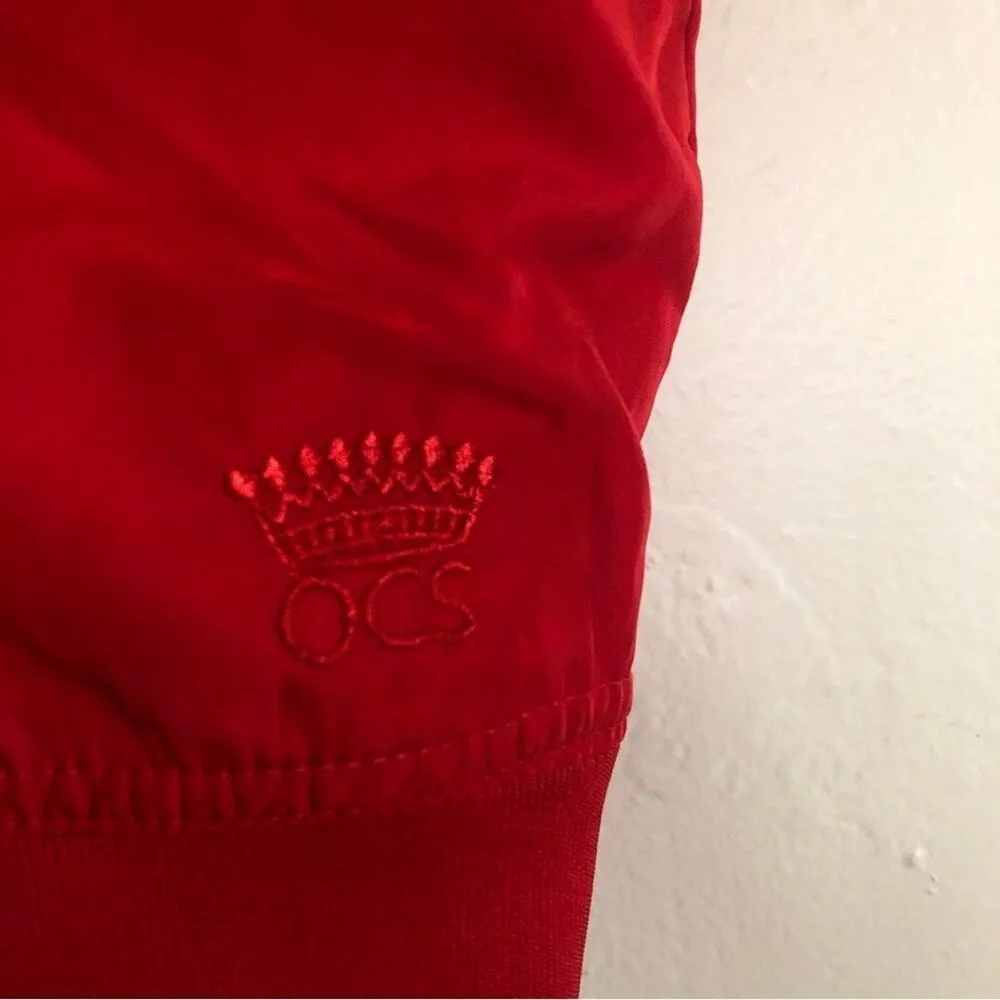 Oleg Cassini Sport Red Quilted Black Collar Sleeveless Windbreaker Vest Jacket Size L - Image 6