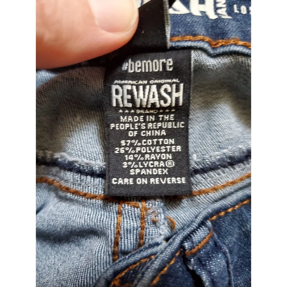 Rewash Women's Karma(?) Mid Rise Skinny Jeans Dark Wash Size 3/26 Distre… - Image 5