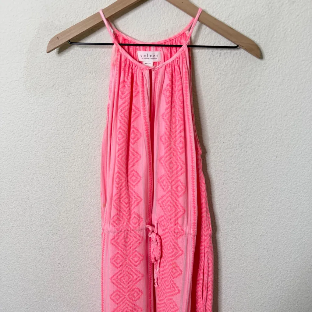 Anthropologie Velvet by Graham & Spencer Yuna Pink Embroidered Midi Dress Size M - Image 6