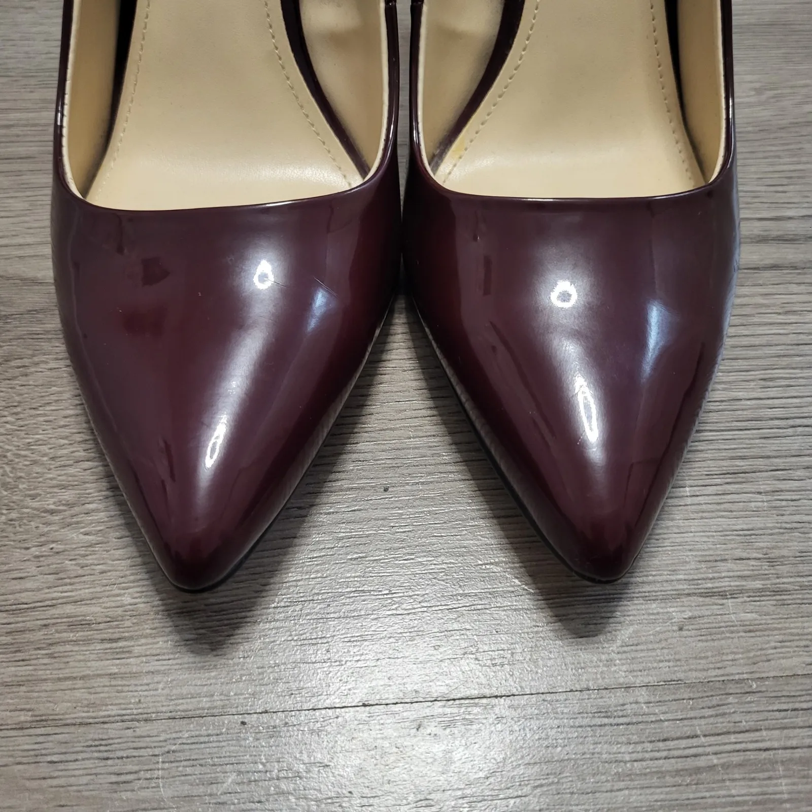 Nine West Womens Burgundy Wine Patent Leather Pointed Toe Stiletto Heels size 8 - Image 6