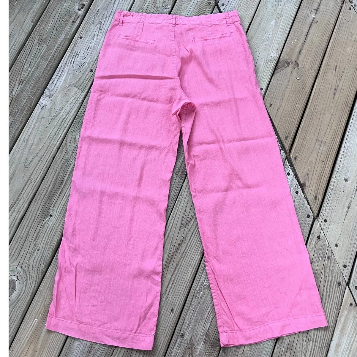 KUT From The Kloth Meg High-Waist Wide Leg Linen Blend Pants Color Punch Size 14 - Image 2