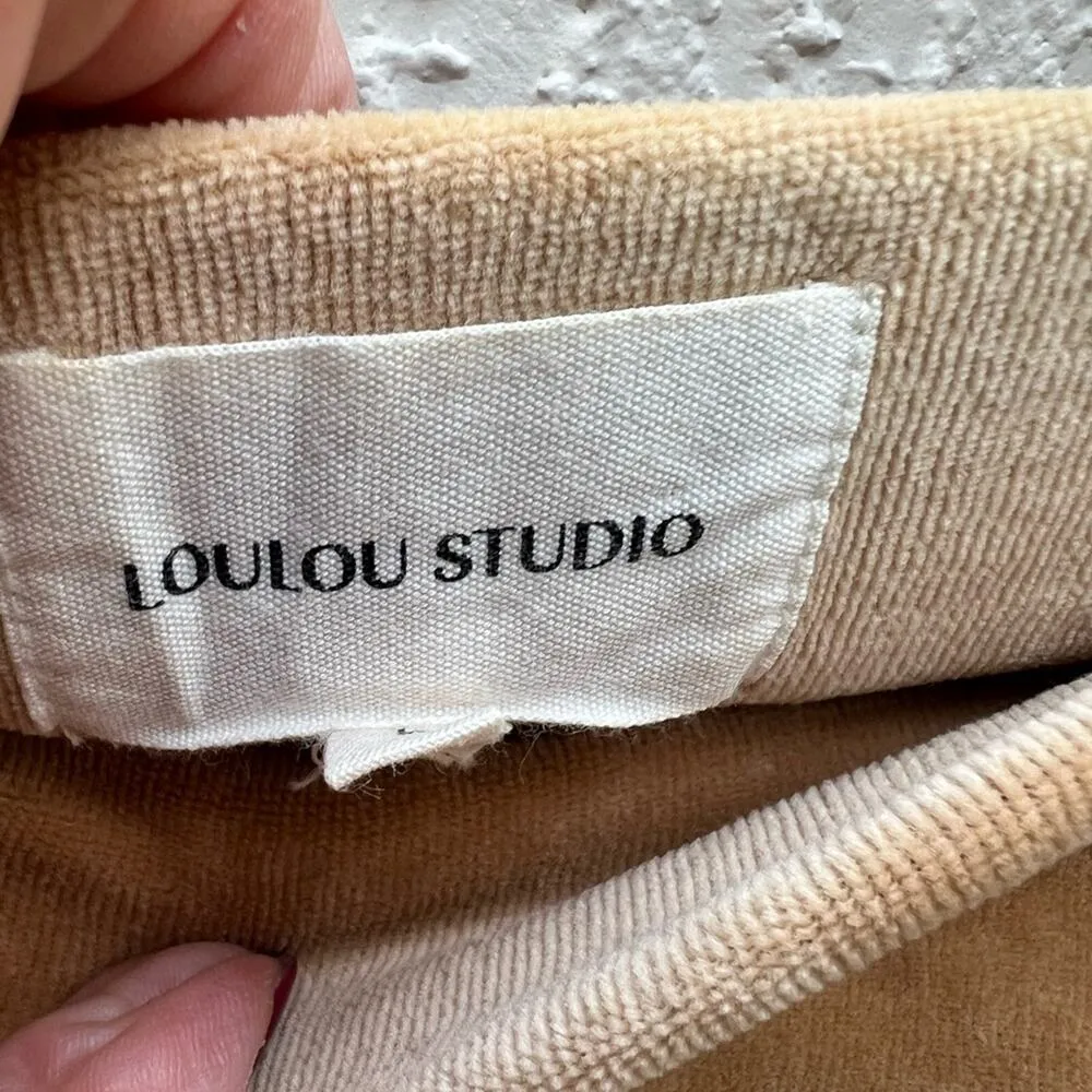 Lou Lou studio velour casual tan set top sweatshirt hoodie shorts large women - Image 4