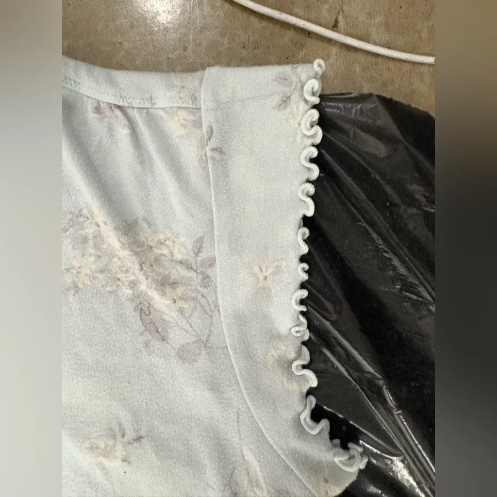 Miss Elaine Dusty Blue Pajama Set with Flower theme SM - Image 3