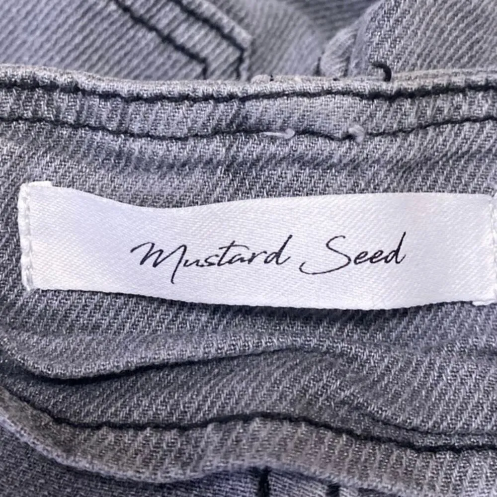 Mustard Seed Women's Gray High Waisted Button Fly Tie Waist Denim Jeans Size S - Image 4