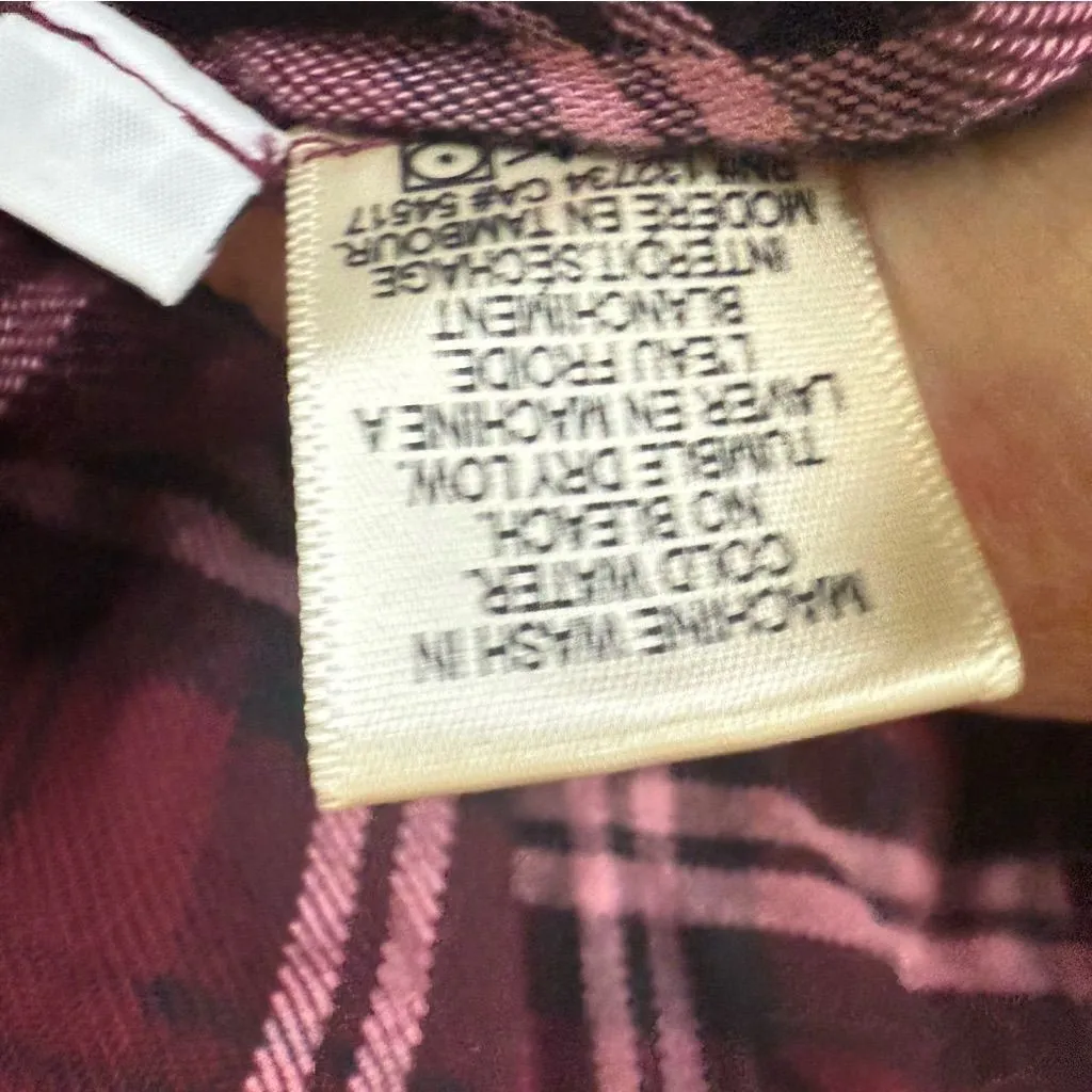 Anthropologie‎ Cloth & Stone Women Plaid Popover Surplice Hi-Low Blouse Medium - Image 4