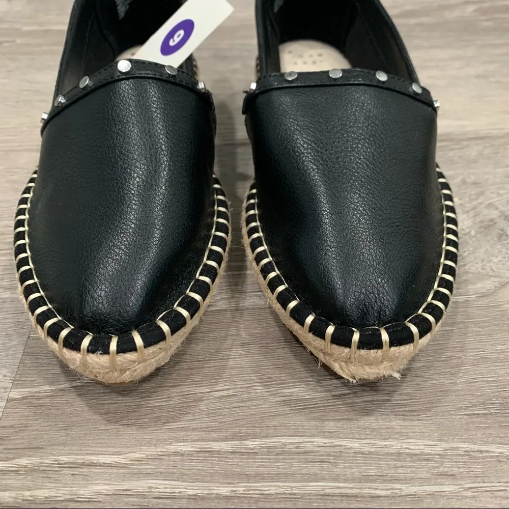 Womens A New day Maggie Espadrille Flats Shoes Memory Foam SZ 6.5 Black Studded - Image 3