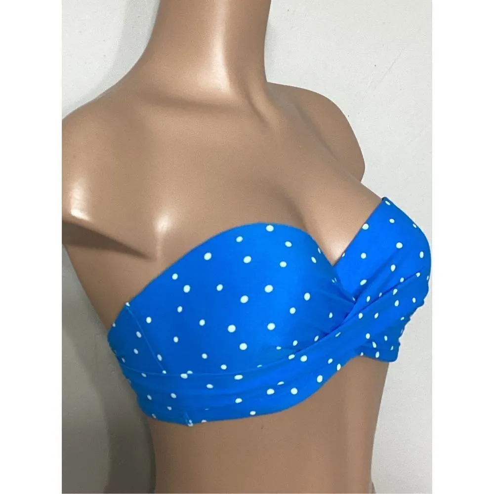 New. Coco Reef 36/38D blue polka dot five way bikini top. - Image 4
