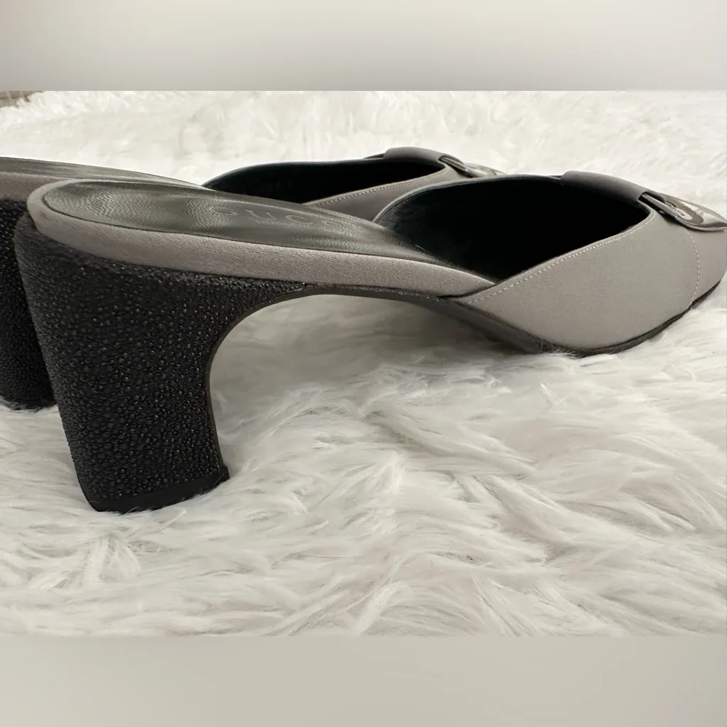 Authentic GUCCI Mule Slides Kitten Stingray Heel Shoes 7.5‎ 7 1/2 - Image 6