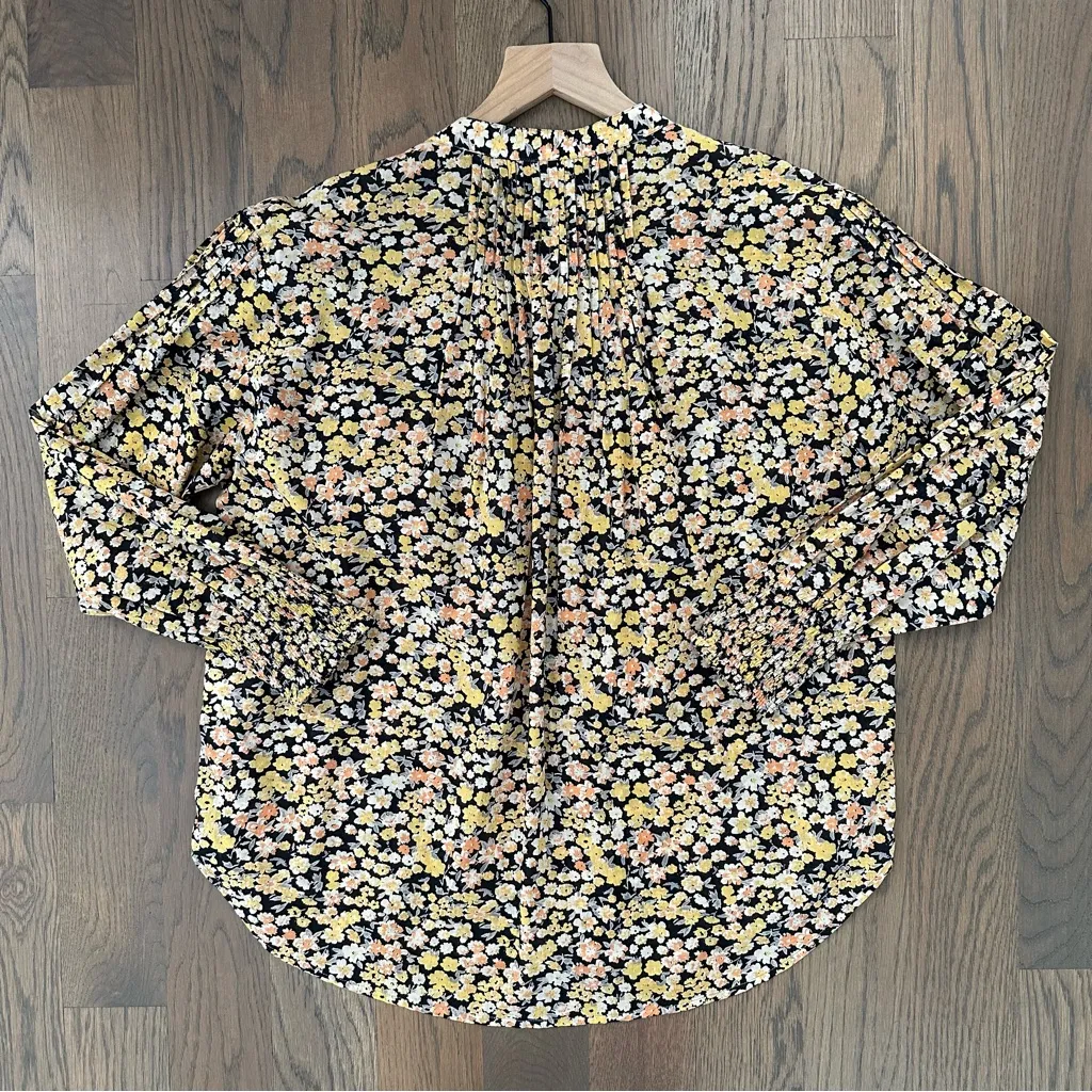 Apiece Apart Yerba Button Front Long Sleeve Blouse in Black Floral Size Small - Image 7